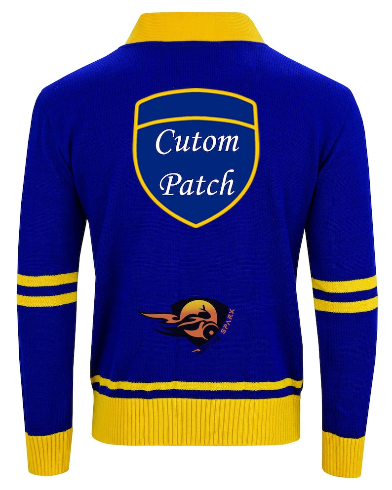 Handmade Unisex Knitted Cardigan Sweater For Graduation High School College University Custom cheerleader Embroidery Patches Made to Order