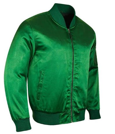 Spine Spark MA-1 Green Satin Varsity Jacket Green Rib