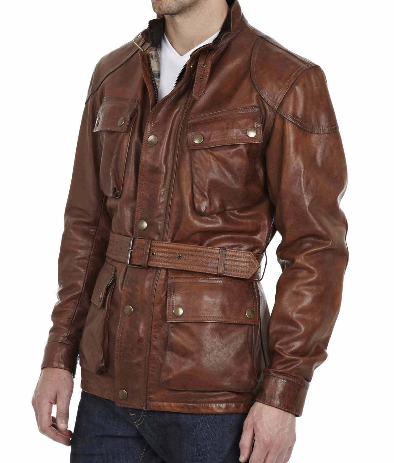 Spine Spark Benjamin Brad Pitt Brown Pure Leather Coat & Jacket