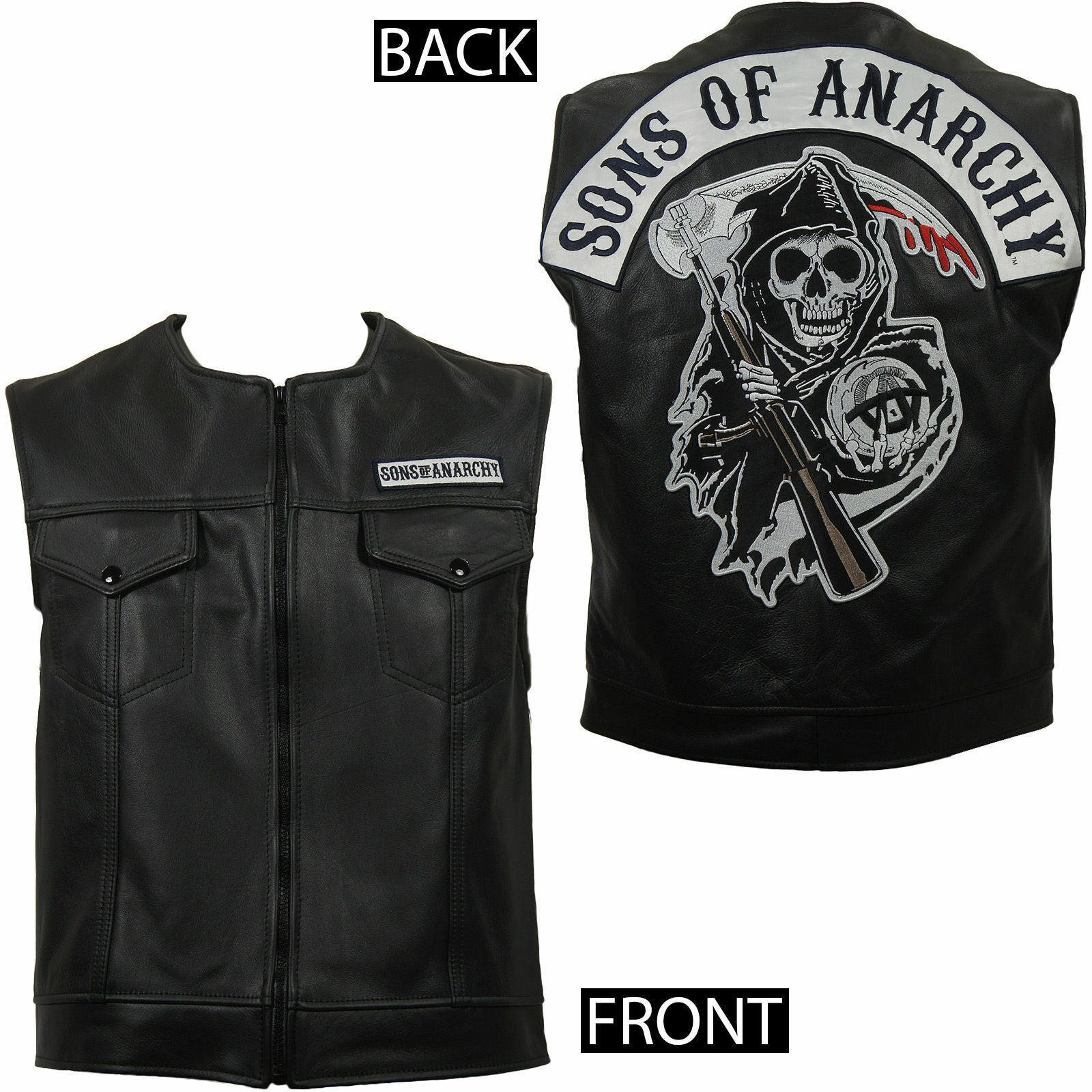 Spine Spark SOA Sons of Anarchy Leather Biker Stylish Vest