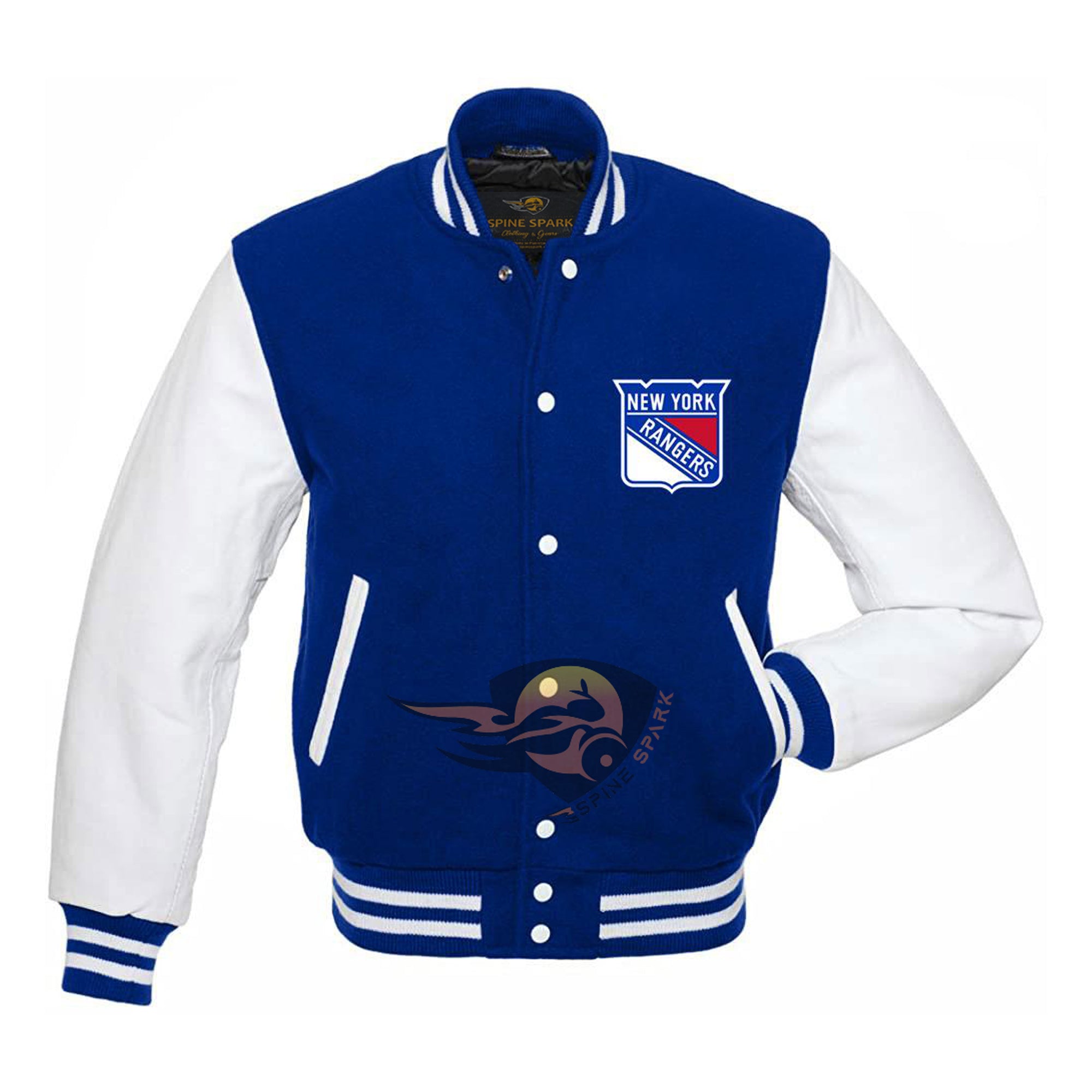 Royal Blue NY Rangers Varsity NHL Jacket By Spinespark
