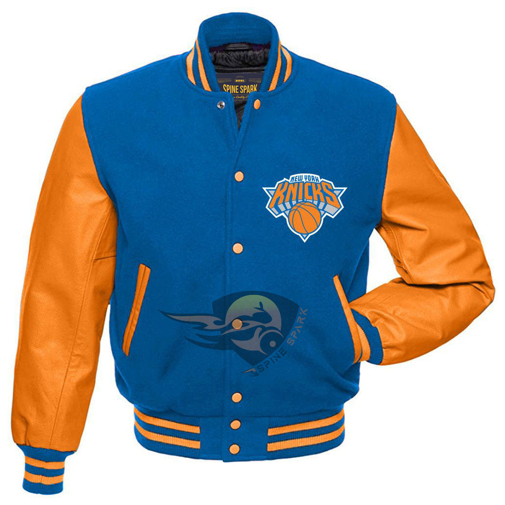 Sky Blue NY Knicks Varsity NBA Jacket By Spinespark