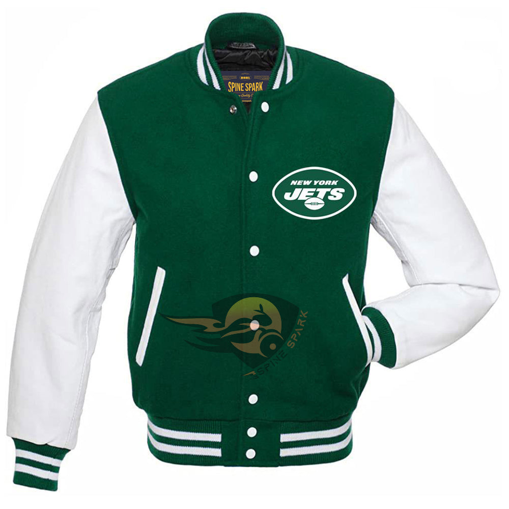 Forest Green NY Jets Varsity NFL Jacket By Spinespark