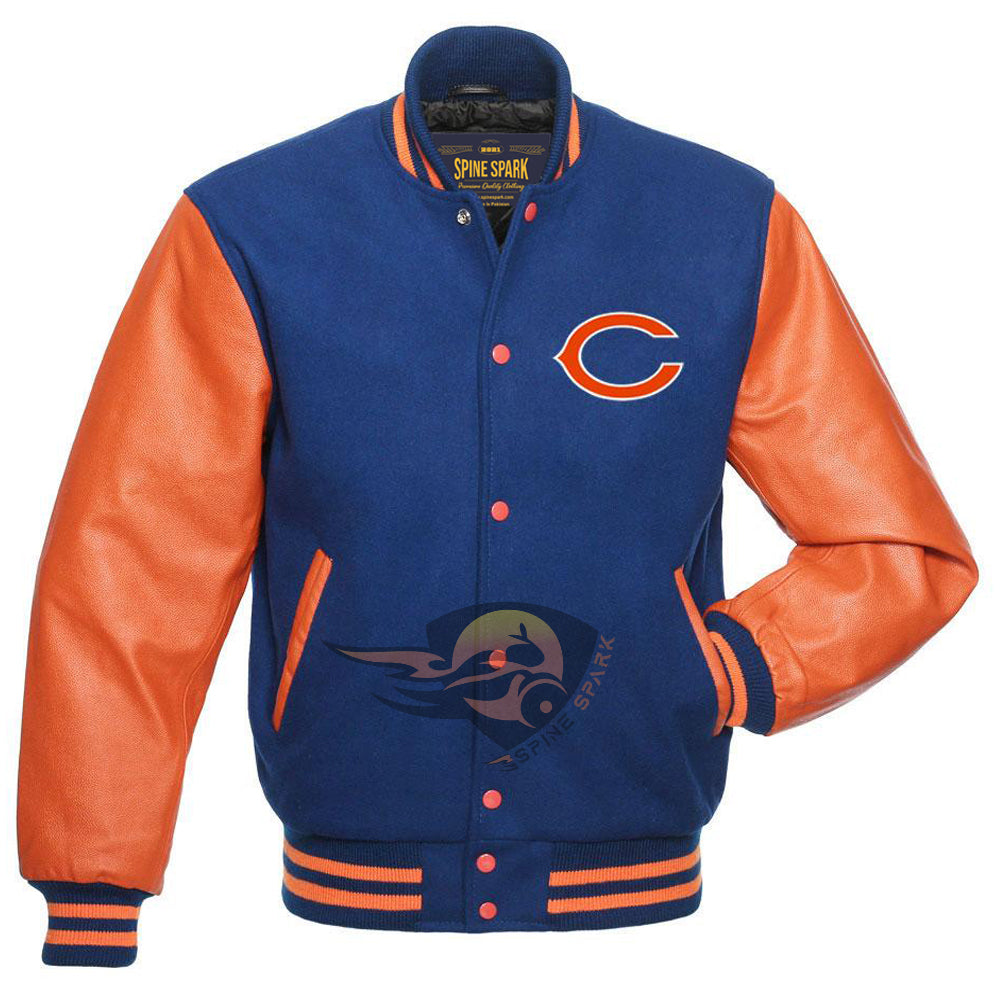 Royal Blue Chicago Bears Varsity NFL Jacket By Spinespark
