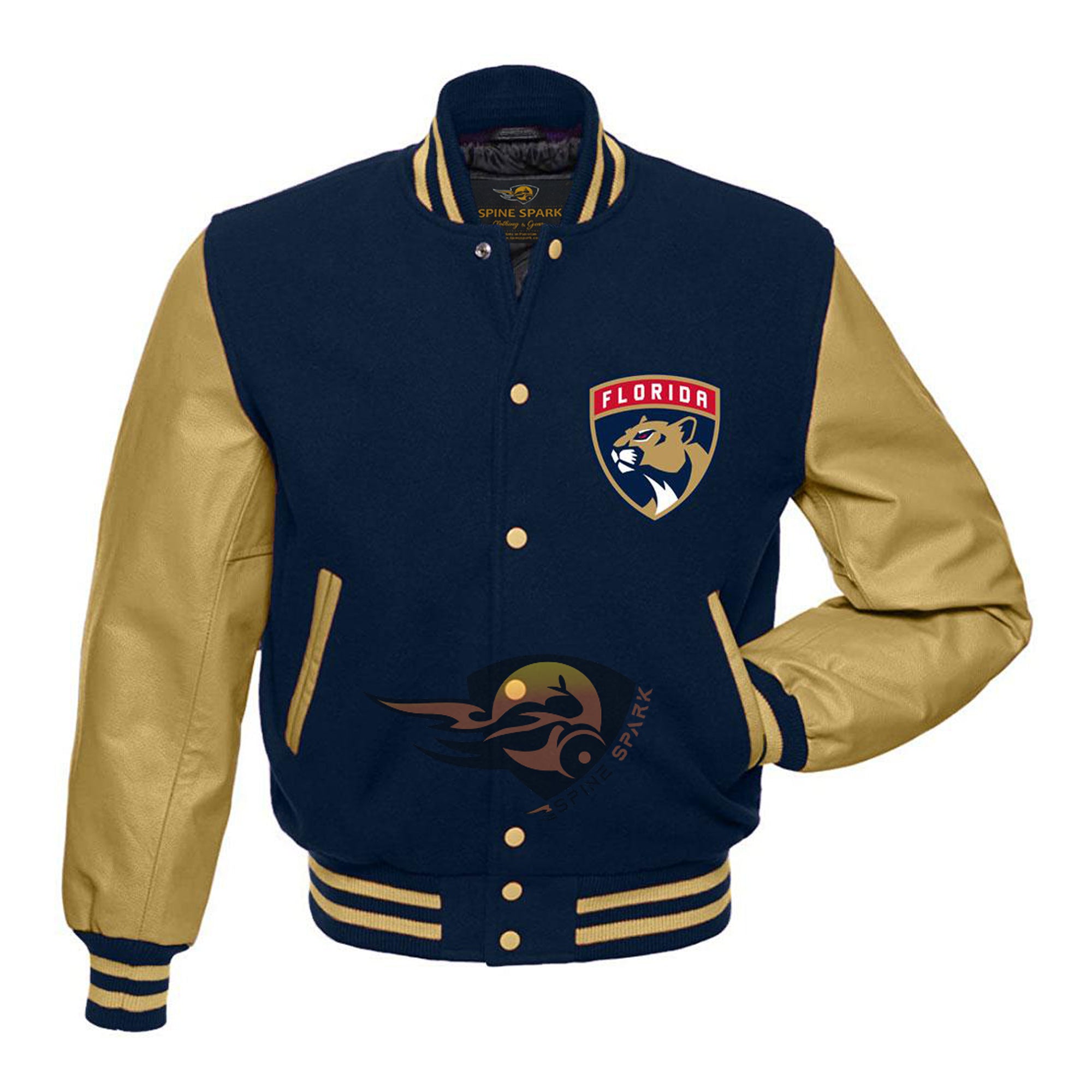 Navy Blue Florida Panthers Varsity NHL Jacket By SpineSpark