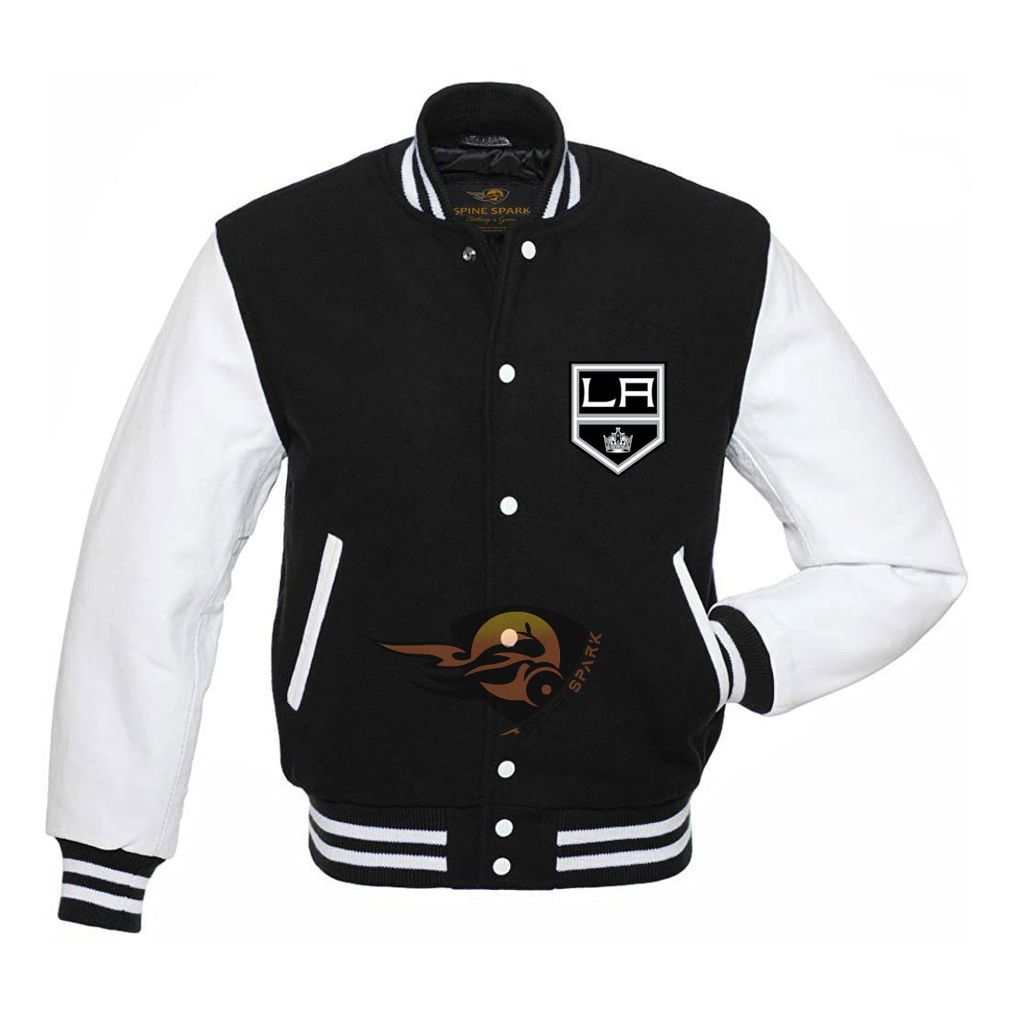 Black LA Kings Varsity NHL Jacket By Spinespark