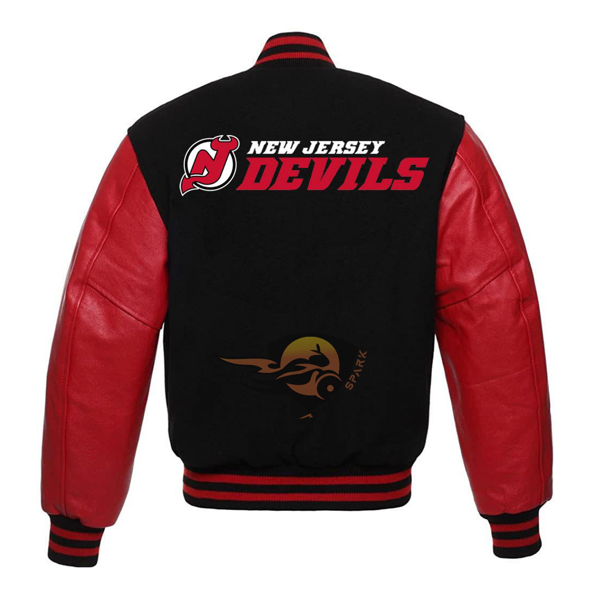 Black New Jersey Devils Varsity NHL Jacket By Spinespark