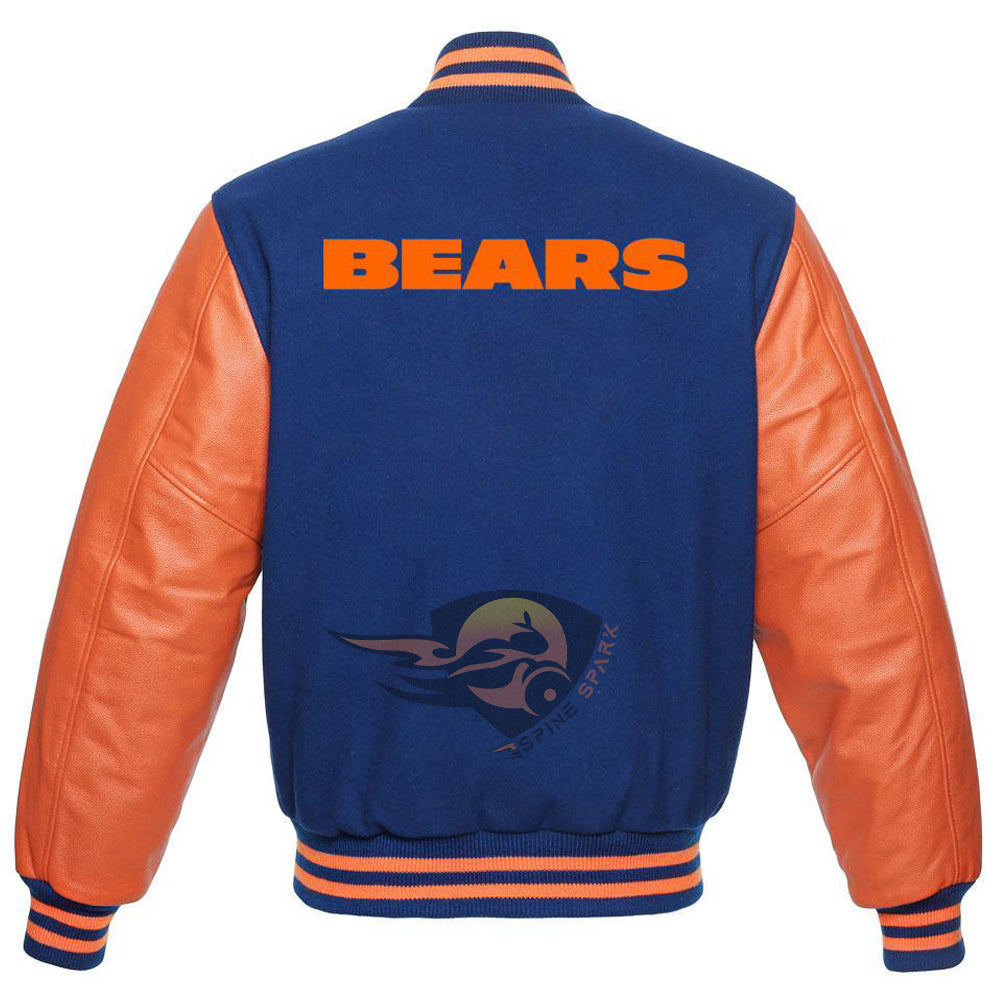 Royal Blue Chicago Bears Varsity NFL Jacket By Spinespark