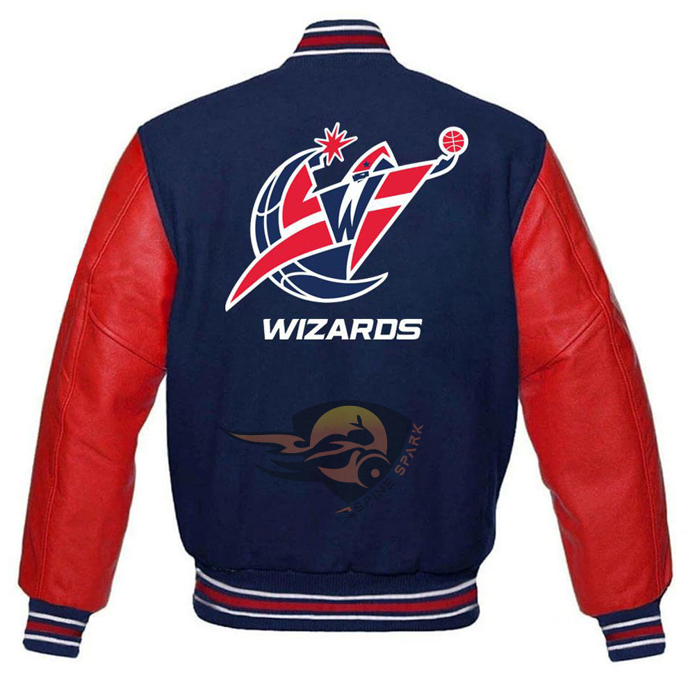 Navy Blue Washington Wizards Varsity NBA Jacket By Spinespark