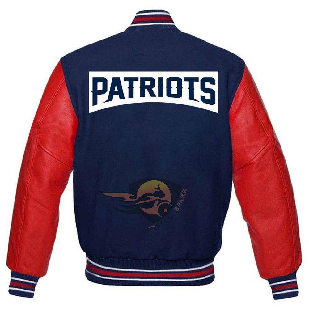 Navy Blue New England Patriots Varsity NFL Jacket By Spinespark