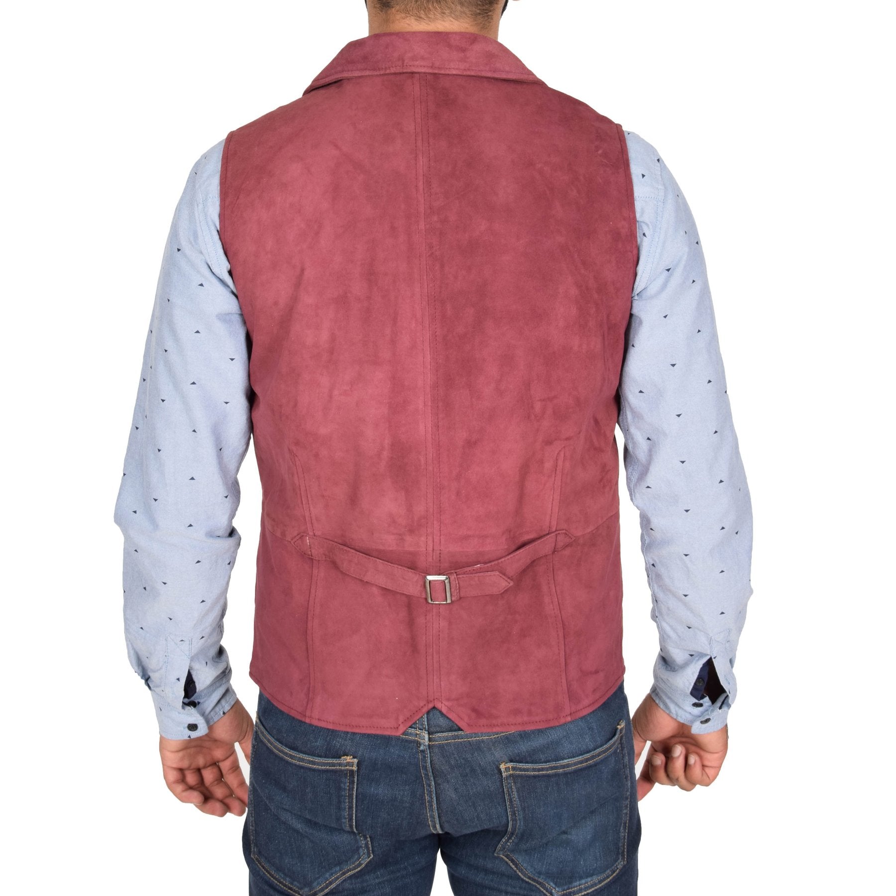 Spine Spark Men's Maroon Soft Suede Leather Classic Style Vest