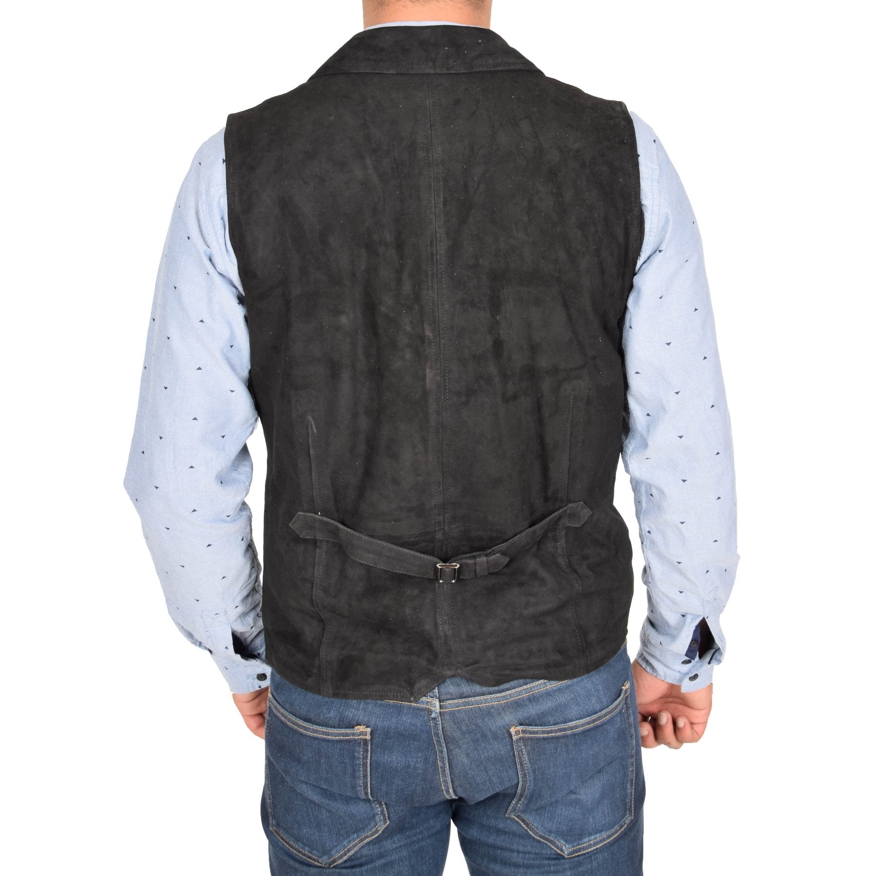 Spine Spark Men's Black Soft Suede Leather Classic Style Vest
