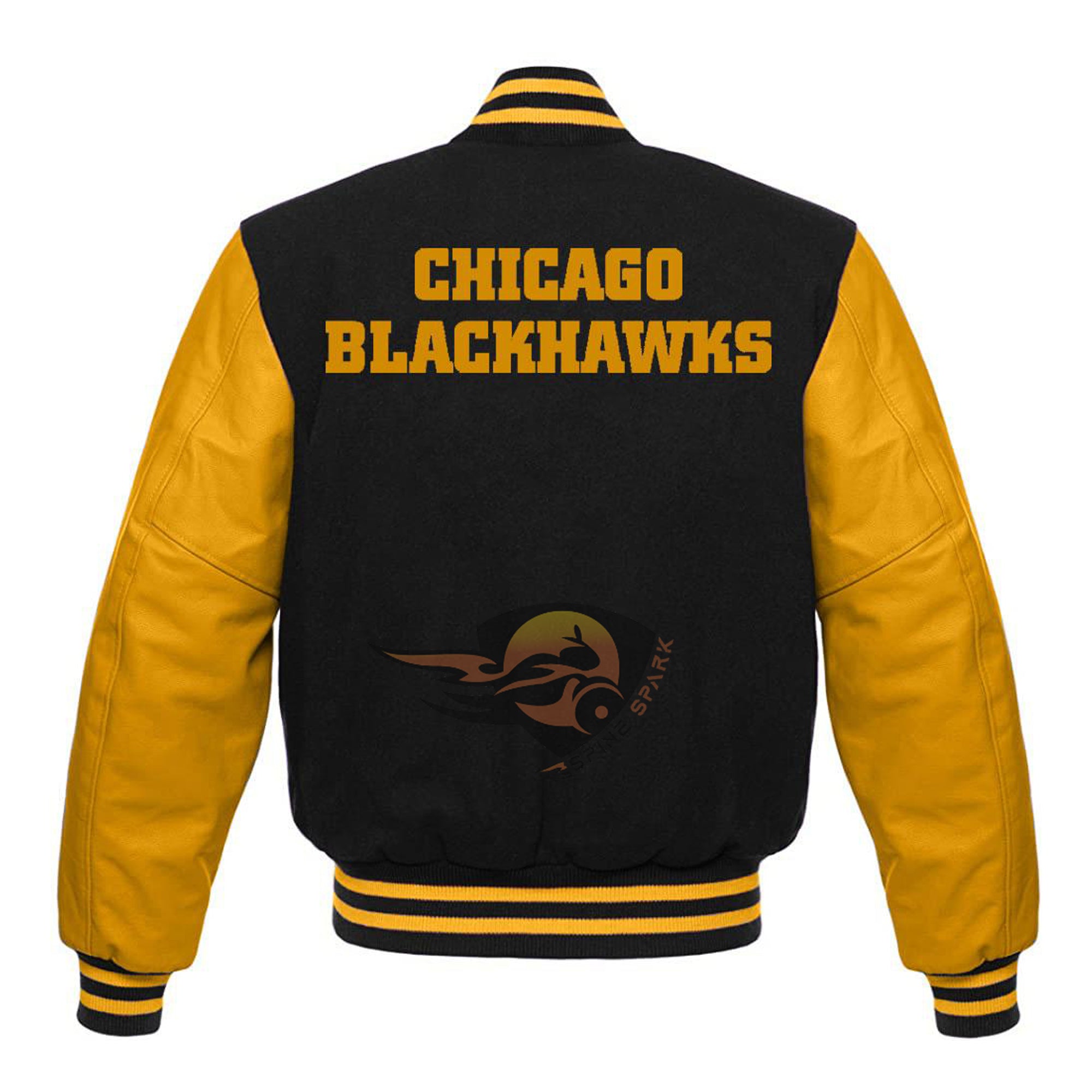 Black Chicago Black Hawks Vintage NHL Jacket By SpineSpark