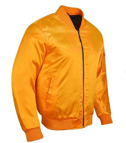 Spine Spark MA-1 Orange Satin Varsity Jacket Orange Rib