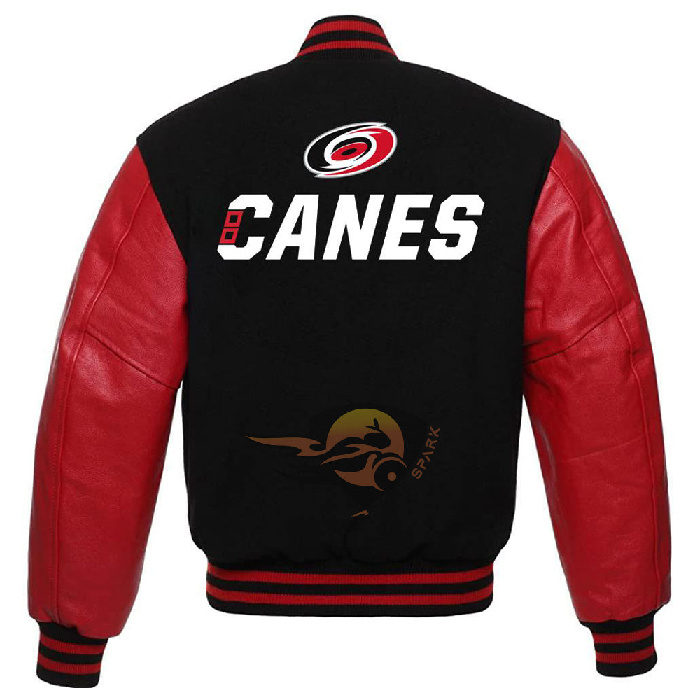 Black Carolina Hurricanes Vintage NHL Jacket By SpineSpark
