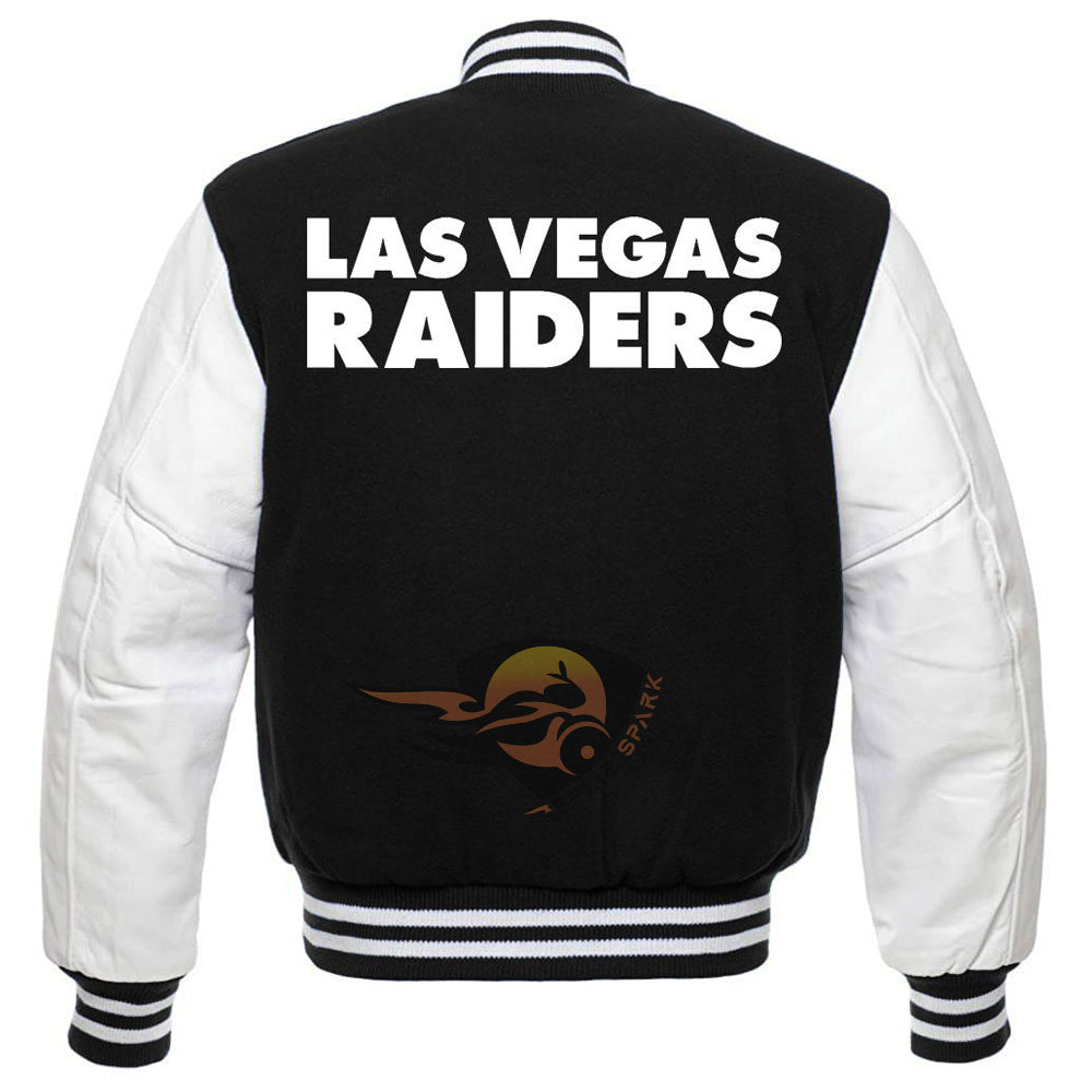 Black Las Vegas Raiders Varsity NFL Jacket By Spinespark
