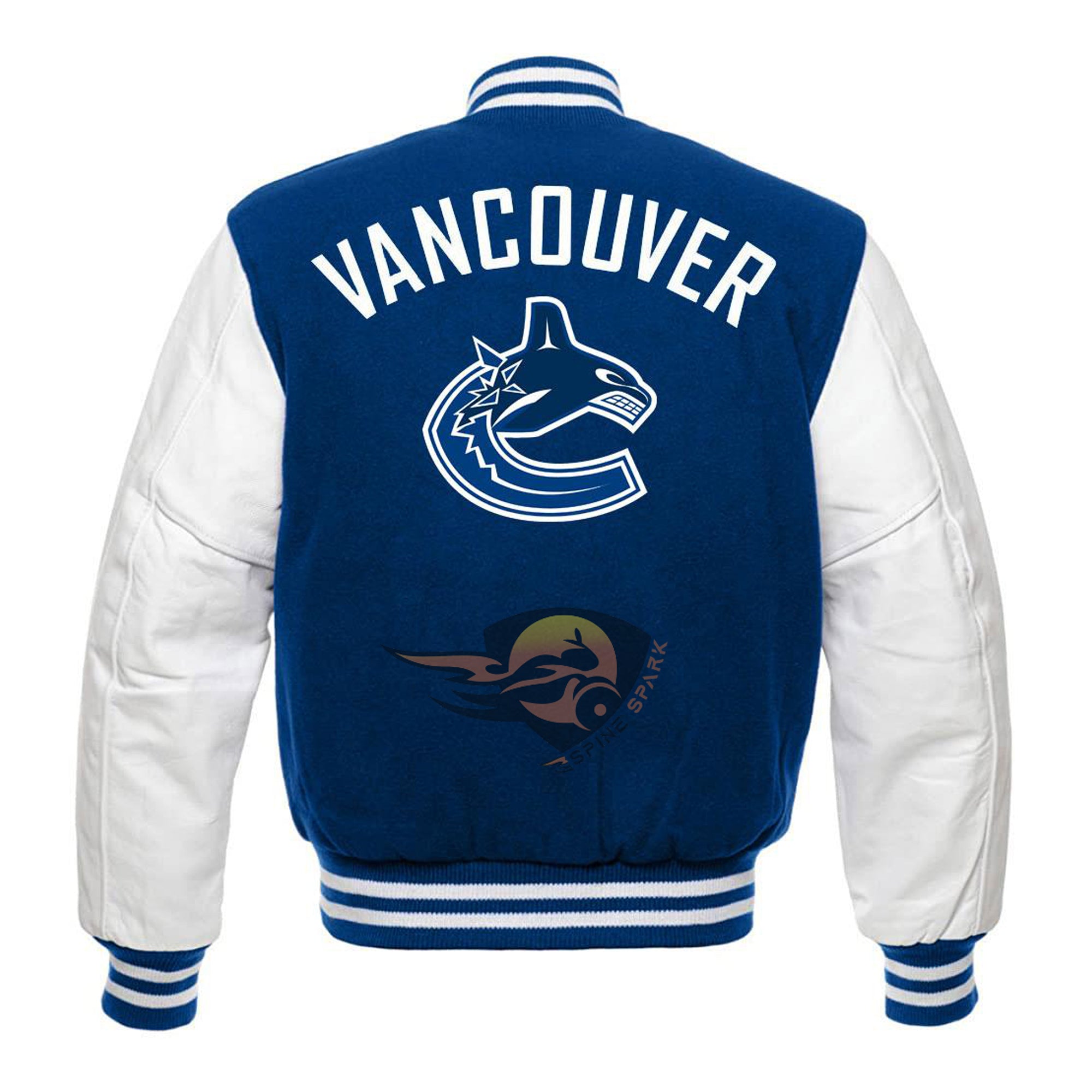 Royal Blue Vancouver Canucks Varsity NHL Jacket By Spinespark