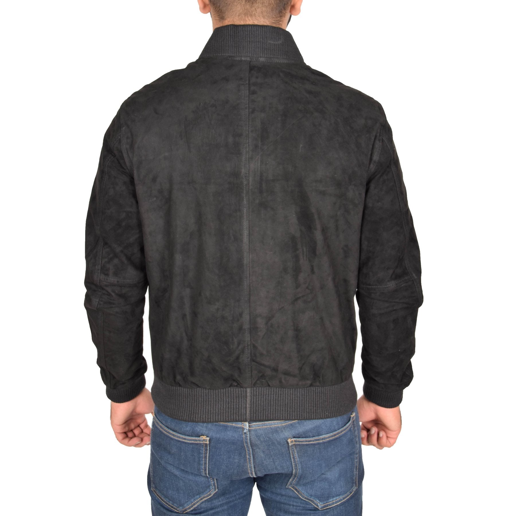 Spine Spark Black Soft Suede Leather Bomber Style Jacket