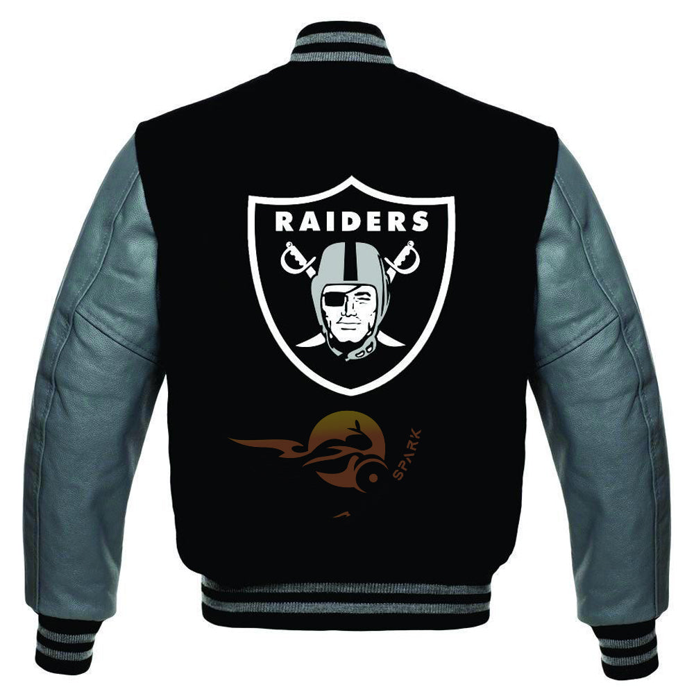 Black Las Vegas Raider Varsity NFL Jacket By Spinespark