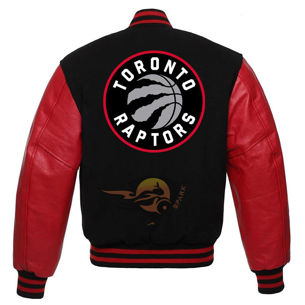 Black Toronto Raptors Varsity NBA Jacket By Spinespark