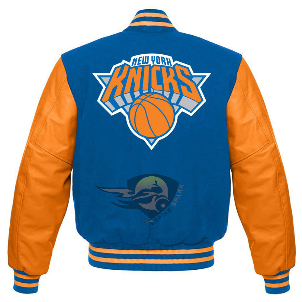 Sky Blue NY Knicks Varsity NBA Jacket By Spinespark