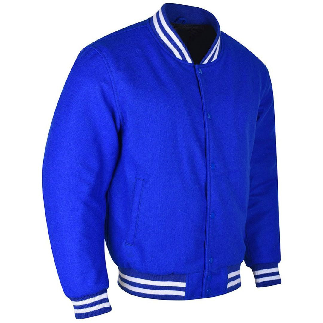 Spine Spark Royal Blue Full Wool Varsity Letterman Baseball Jacket