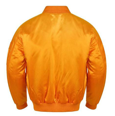 Spine Spark MA-1 Orange Satin Varsity Jacket Orange Rib