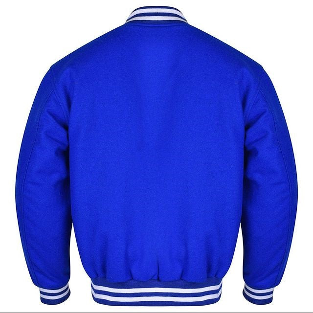 Spine Spark Royal Blue Full Wool Varsity Letterman Baseball Jacket