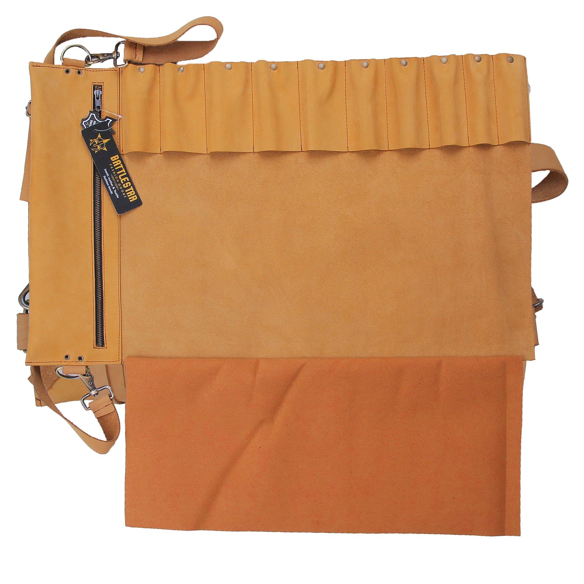 Spine Spark Chef Knife Roll Bag Tan Pure Nubuck Leather Knife Carry Case Wallet With 10 Pockets