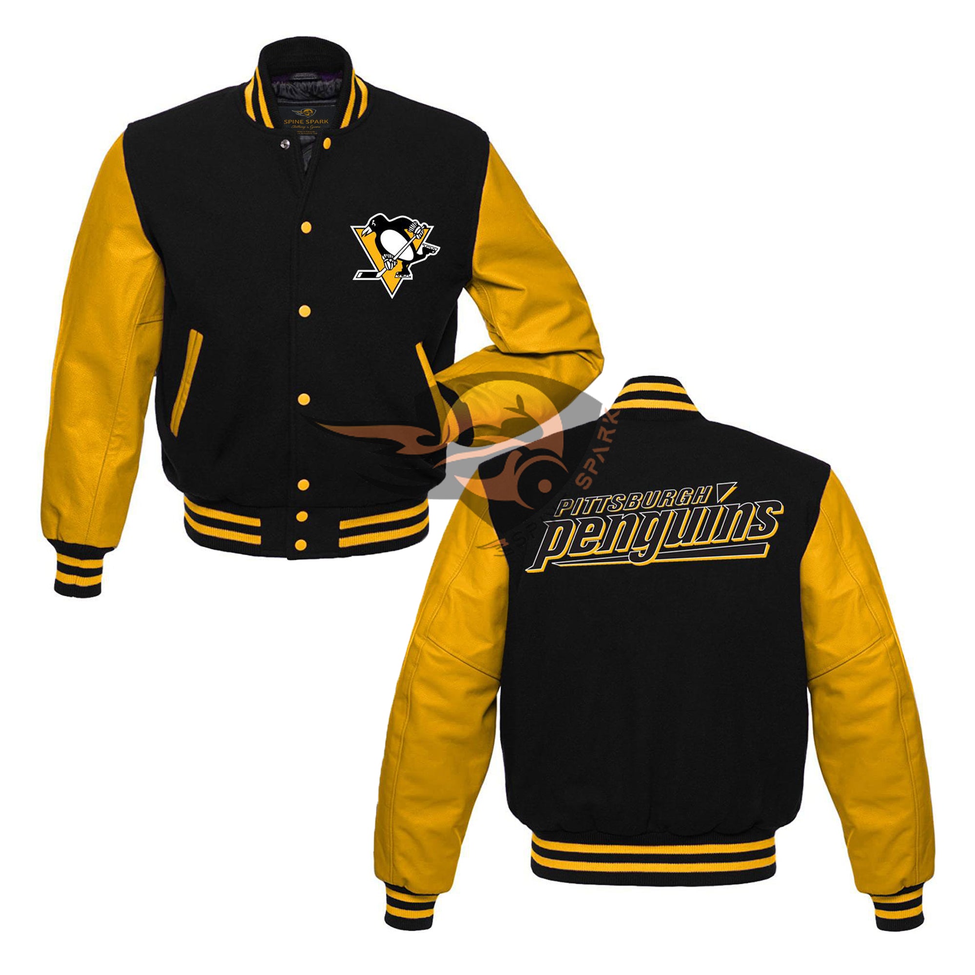 Black Pittsburgh Penguins Varsity NHL By Spinespark