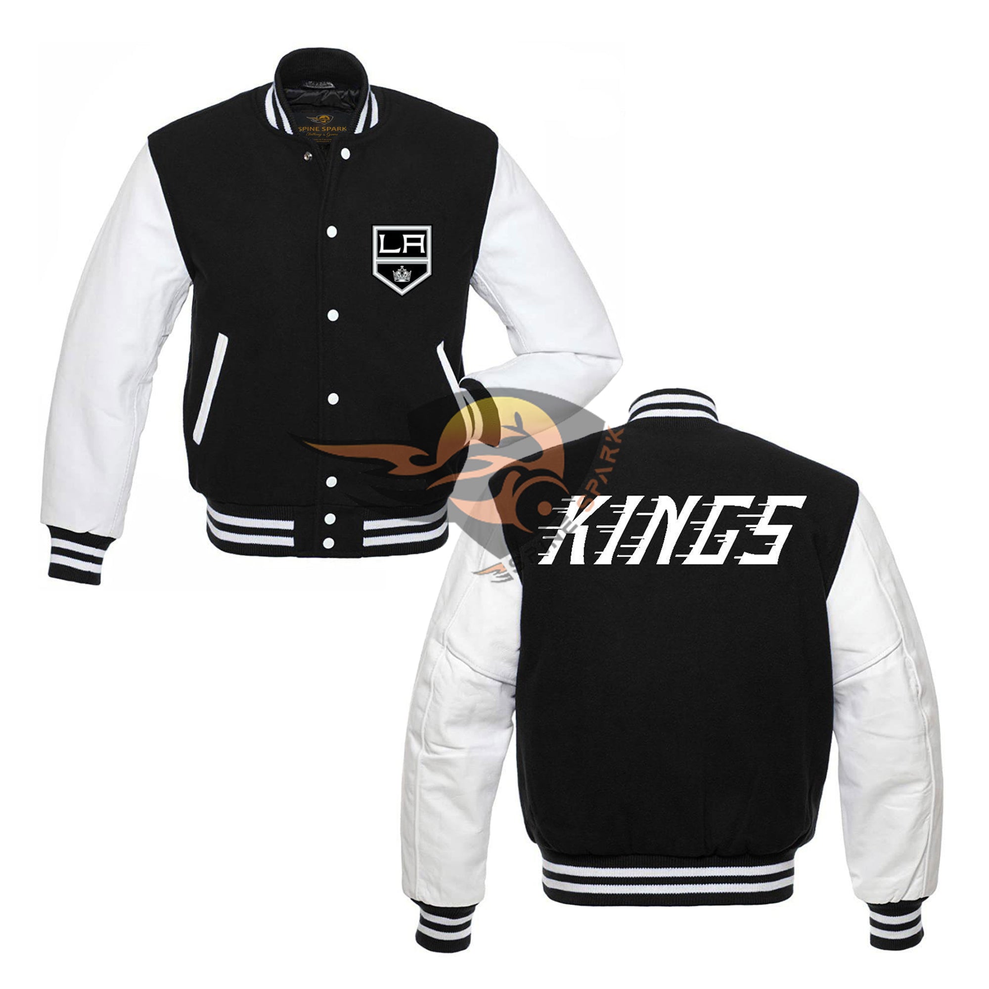 Black LA Kings Varsity NHL Jacket By Spinespark