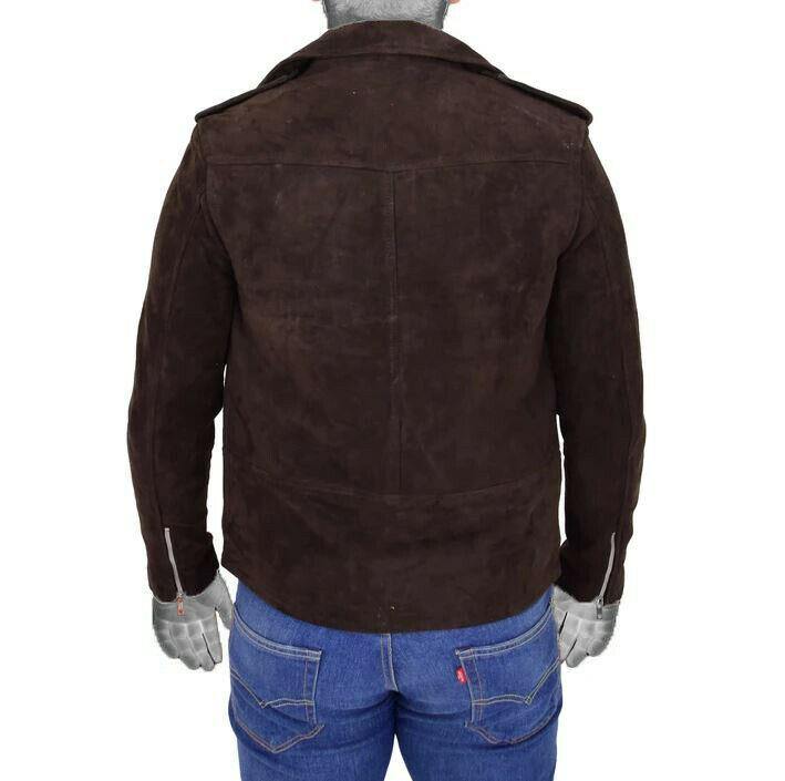 Spine Spark Fitted Brando Style Suede Leather Brown Jacket