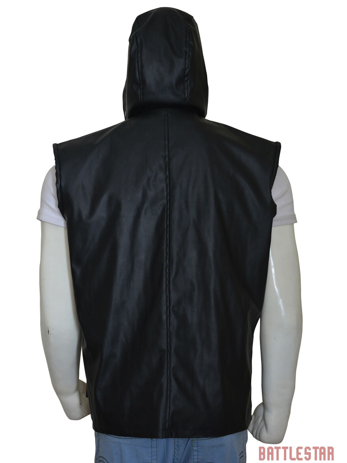 Spine Spark Johnny Cage Mortal Combat Black Leather Vest Hoodie