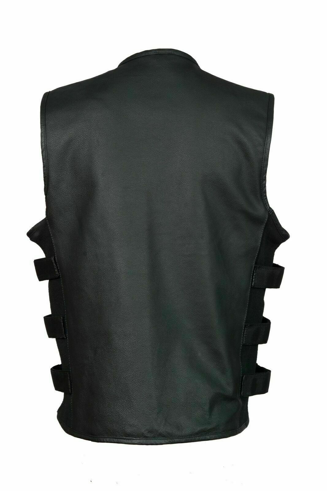 Spine Spark Stylish Biker Leather Vest Two Concealed Gun Pockets