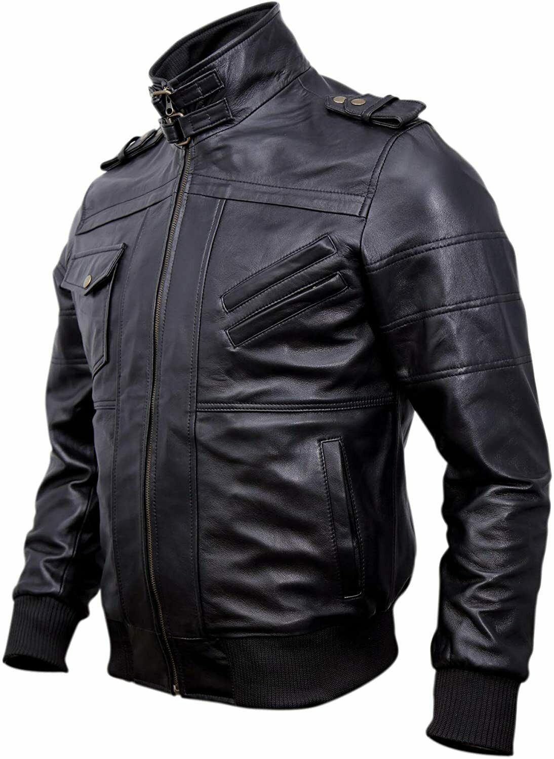 Spine Spark Men Motorbike Removable Hooded Jacket Black Leather