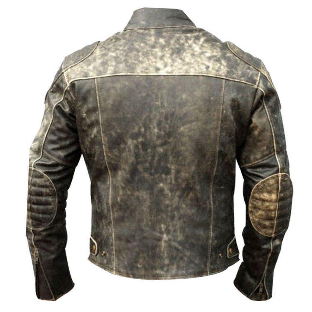 Spine Spark Men's Café Racer Motorbike Distressed Leather Jacket