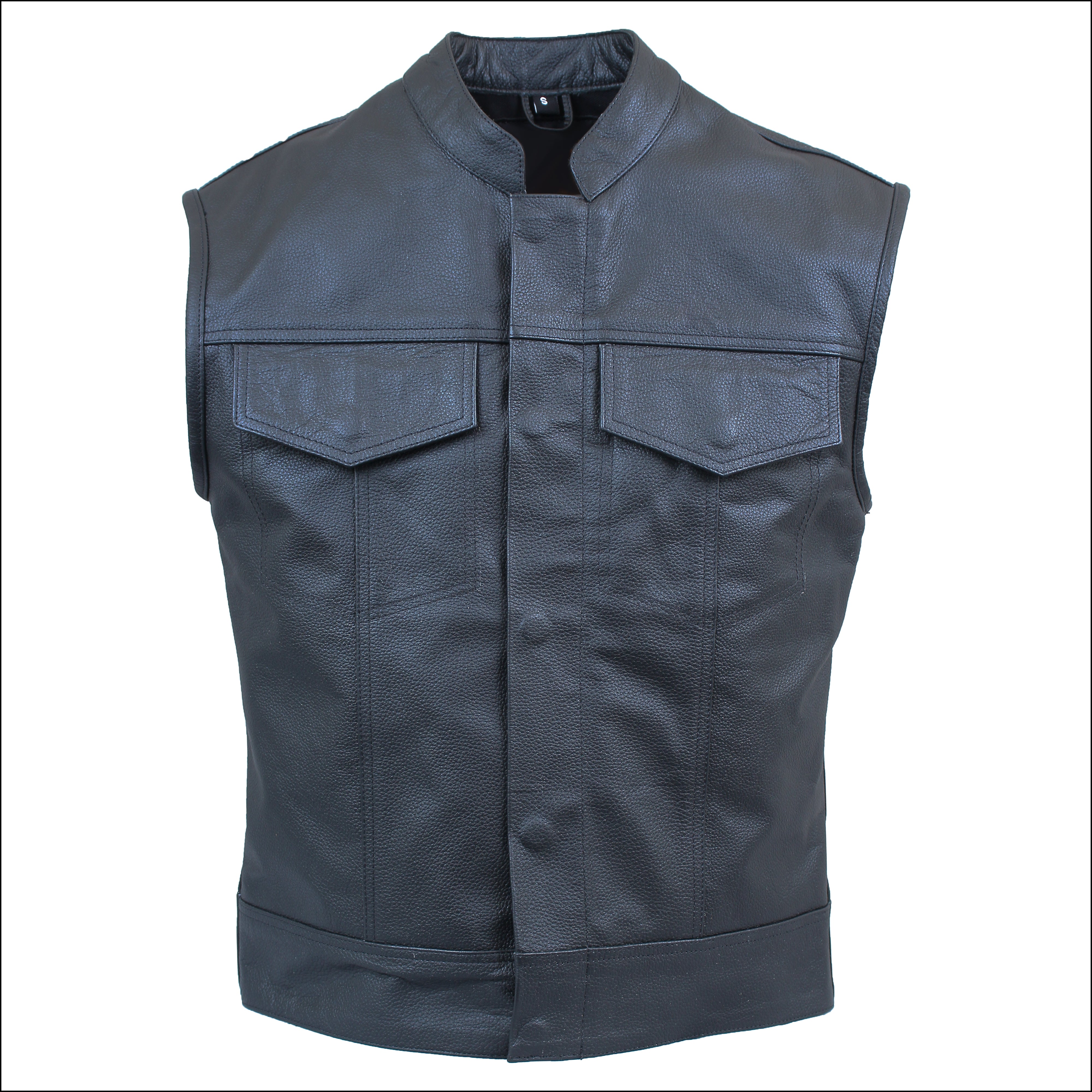 Spine Spark Men's Motorbike Thick Leather Racer Style Black Vest