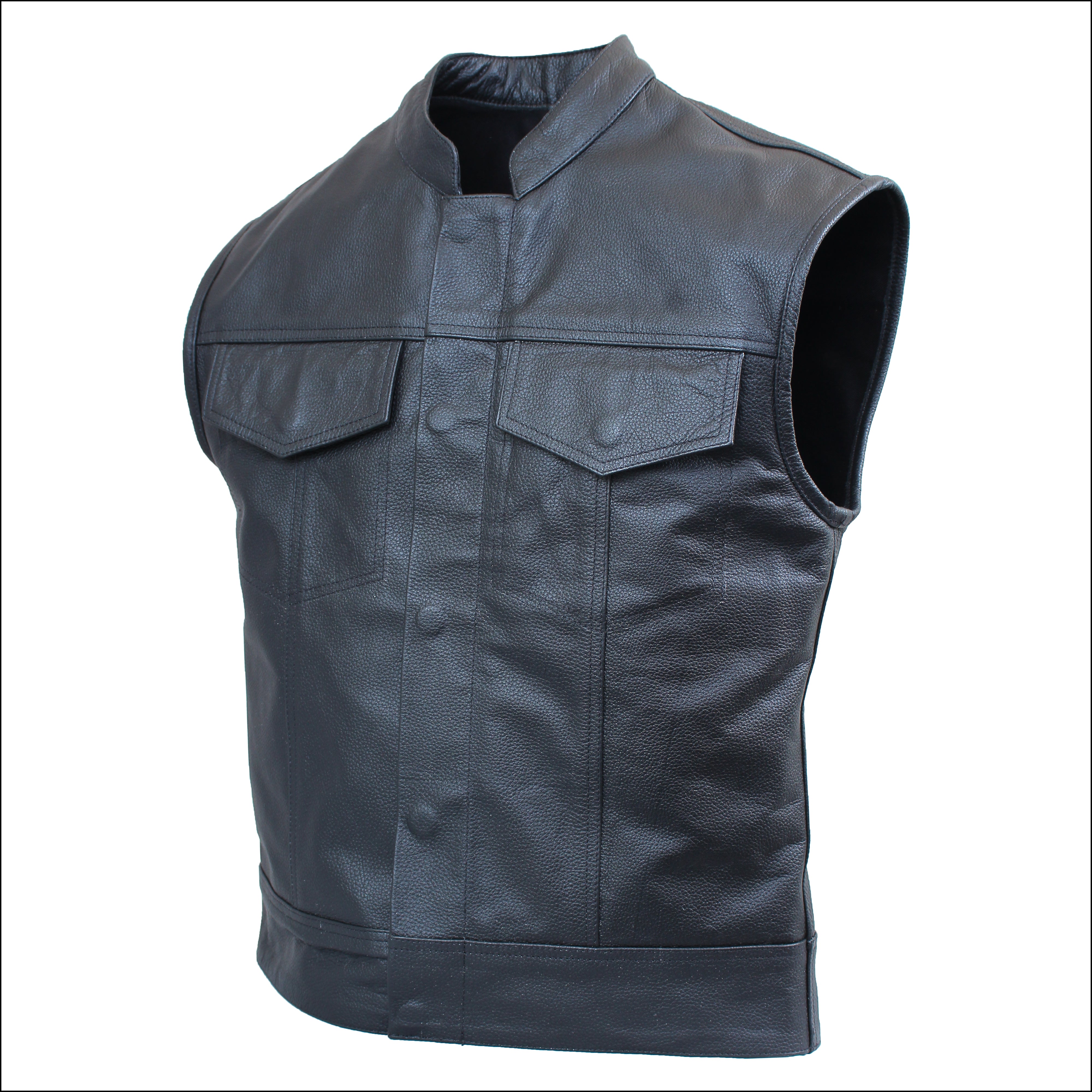 Spine Spark Men's Motorbike Thick Leather Racer Style Black Vest